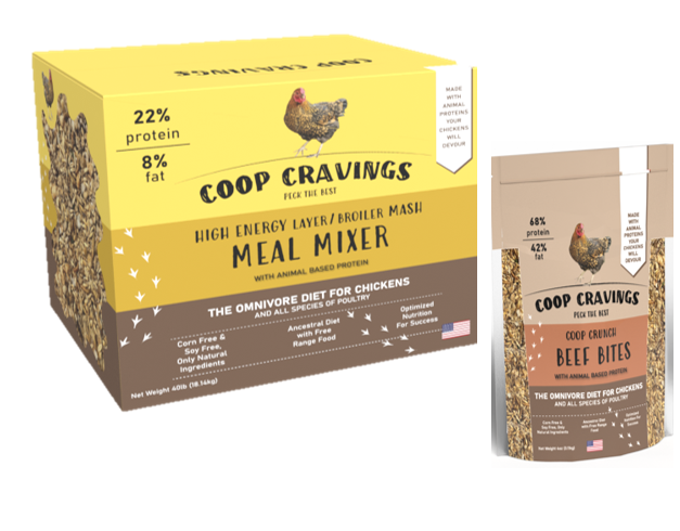 Coop Cravings High Energy Layer/Broiler 40lb and Coop Crunch Beef Bites 5lb